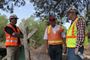 U.S. Army Corps of Engineers Los Angeles District employees Daryll Fust (right), safety chief and Kim Gavigan (left), chief of the water resources planning section, tour the Cedar Creek, Arizona, project site Aug. 16. Jim Moye, senior construction representative, led the two on a survey of damage caused in an Aug. 11 storm event. The White Mountain Apache Tribe requested additional assistance from the Corps to augment their existing flood risk minimization measures. The Corps is authorized under Public Law 84-99 to undertake emergency operations and provide flood fight assistance.