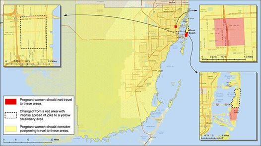 'CDC has updated guidance for people who travel to or live in the previously identified area in Miami Beach, FL. The North Miami Beach-designated area is no longer considered to be an area of active Zika virus transmission. http://bit.ly/2fCNqU2'