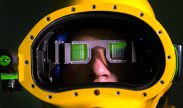 A Marine wears a prototype dive helmet with the Diver Augmented Vision Display at the Naval Surface Warfare Center at the Naval Support Activity in Panama City, Florida, July 14, 2016. DoD photo by EJ Hersom