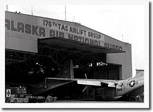 A C-123J Provider undergoes repairs outside the 176 TAG hangar in 1971. AKANG photo by 176 CF/VI.