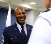 Chief Master Sgt. Kaleth O. Wright greets Airmen after being named the 18th Chief Master Sergeant of the Air Force at the Pentagon Nov. 16, 2016. As the CMSAF, Wright will represent the highest enlisted level of leadership, and serve as personal adviser to the Air Force’s Secretary and Chief of Staff on enlisted issues. (U.S. Air Force photo/Staff Sgt. Alyssa C. Gibson)