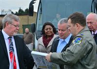 Lt. Col. William Vause, 48th Fighter Wing F-35 program integration officer, gave members of the site activation task force a tour of current infrastructure and facilitiessites for the F-35A Lightning II at Royal Air Force Lakenheath, Nov. 14, 2017. The SATAF convenes regularly to facilitate the F-35beddown, which is scheduled to begin in November 2021. (U.S. Air Force photo by Staff Sgt. Stephanie Longoria/Released)