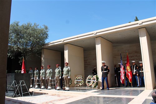 Gen. David Rodriguez lays wreath during Memorial Day ceremony at the North Africa American Cemetery and Memorial in Carthage, Tunisia. 