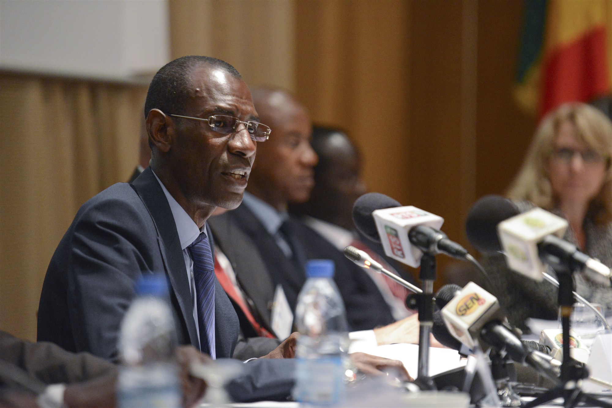 Senegalese Minister of the Interior, Abdoulaye Daouda DIALLO speaks about partnerships and the importance of planning during the opening ceremony of the Republic of Senegal Disaster Preparedness and Response Exercise in Dakar, Senegal, 2 June. The event represented a successful collaboration among international and interagency organizations, with the Government of Senegal hosting an event sponsored by U.S. Africa Command and executed by the Center for Disaster and Humanitarian Assistance Medicine. (U.S. Africa Command photo by Petty Officer First Class D. Keith Simmons)