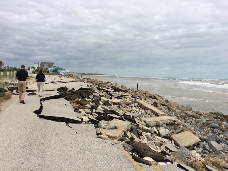 FEMA Officials Survey Damage on Highway A1A near Daytona Beach