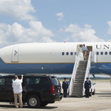 <p>President Barack Obama arrives in Baton Rouge, La on Tuesday, August 23, 2016. (Photo by J.T. Blatty/FEMA)</p>