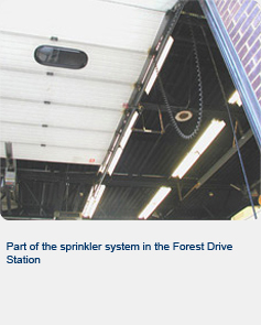 Part of the sprinkler system in the Forest Drive Station