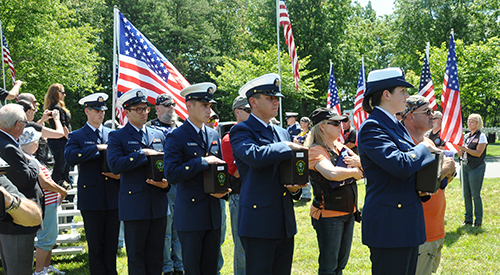 U.S. Coast Guardsmen participate in a Missing In America Project ceremony at Quantico National Cemetery in Triangle, Virginia, June 2013.