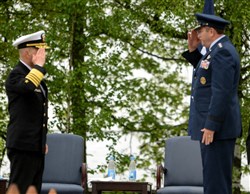 STUTTGART, Germany - U.S. European Command held a change of command ceremony on Patch Barracks's Washington Square, May 10. Air Force Gen. Philip Breedlove assumed command of EUCOM from retiring Adm. James Stavridis who assumes the post of Dean at the Fletcher School of Law and Diplomacy at Tufts University, Mass., on July 1.