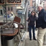 Hoboken, N.J., Nov. 1, 2012 -- FEMA Deputy Administrator Richard Serino is shown damaged businesses in Hoboken, New Jersey by Hoboken Mayor Dawn Zimmer. Hurricane Sandy damaged hundreds of businesses and left most of the town under water.