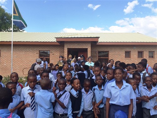 The new classrooms at the Lesodi-Motlana primary school house 230 students in grades five through seven. An administrative building and hygienic latrines were also constructed.