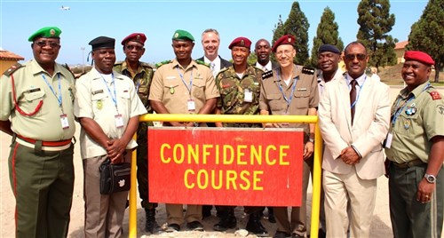 A delegation of senior African military officers visited the U.S. Marine Corps Recruit Depot in San Diego, Calif., Aug. 11, 2014. The visit is part of U.S. Africa Command’s ongoing military-to-military (M2M) familiarization program. The 10-person delegation also visited Camp Pendleton, the Marine-Air Ground Combat Center at 29 Palms, Space and Naval Warfare Command and the USS Midway Museum during their 6-day visit from Aug. 11-16, 2014. Photo by U.S. Navy Lt. Amy Forsythe, U.S. Africa Command Public Affairs Office/Released.