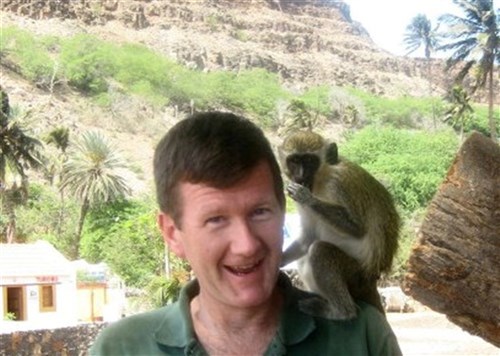 AFRICOM's U.S. Navy Capt. Pete Miller pictured with a new friend near Medelo, Cape Verde during preparation for African Partnership Station activities in the Spring of 2008.