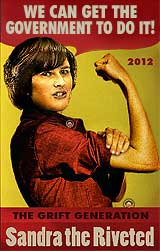 Funny Sandra Fluke cartoon: From Rosie the Riveter to Sandra the Riveted