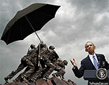 Obama umbrella marines funny cartoon