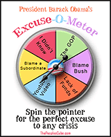 President Obama's Excuse-o-meter funny cartoon