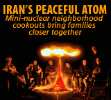 Iran’s peaceful atom cartoon: Mini-nuclear neighborhood cookout, families together