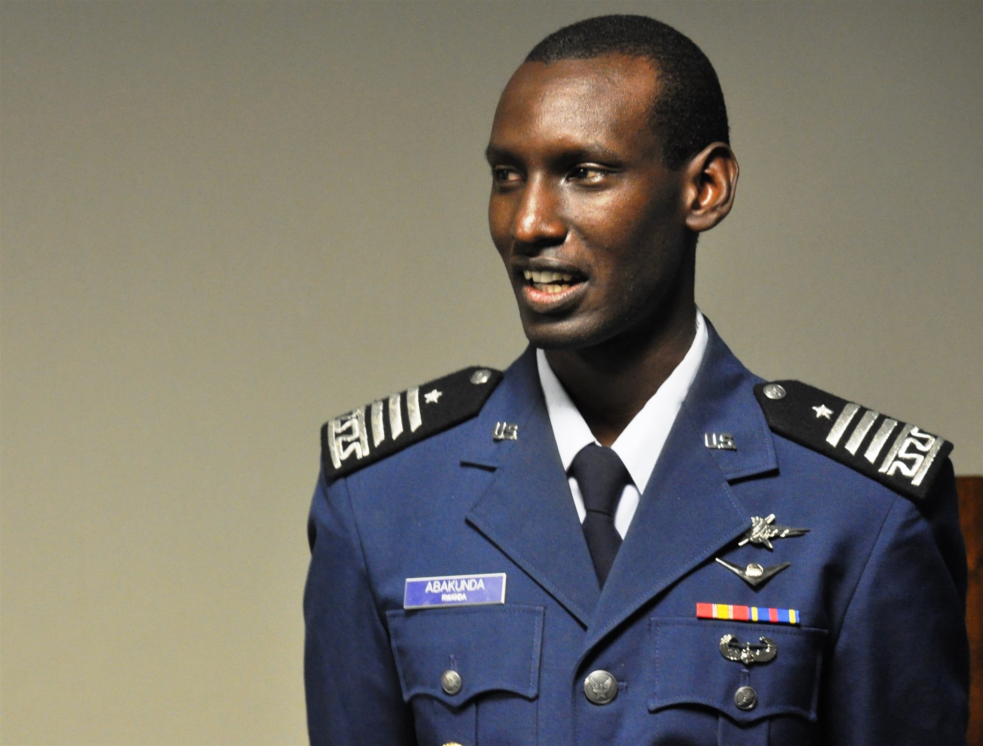 Cadet First Class Joseph Abakunda, a cadet at the U.S. Air Force Academy, is scheduled to graduate in 2014 and become an officer in the Rwandan Air Force.  As part of his professional and academic development, he spent a month with AFRICOM learning about the organization, missions and programs of the command.  (June 28, 2013, Stuttgart, Germany; Photo by Brenda Law, Public Affairs Specialist, U.S. Africa Command)