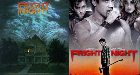 Fright Night DVD covers (1985 on left, 2011 on right)