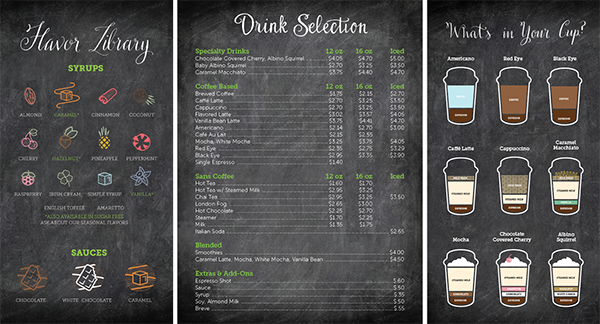 drink menu board