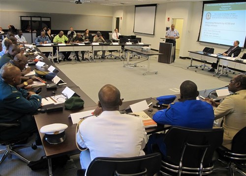 WASHINGTON D.C. - Chief Master Sergeant Jack Johnson, U.S. Africa Command's senior enlisted leader, speaks to participants of the Joint Warrant Officer/Sergeants Major Symposium, May 17, 2011.  Throughout the week, participants will discuss critical issues relating to African security. (U.S. AFRICOM photo by Lieutenant Colonel Steven Lamb)