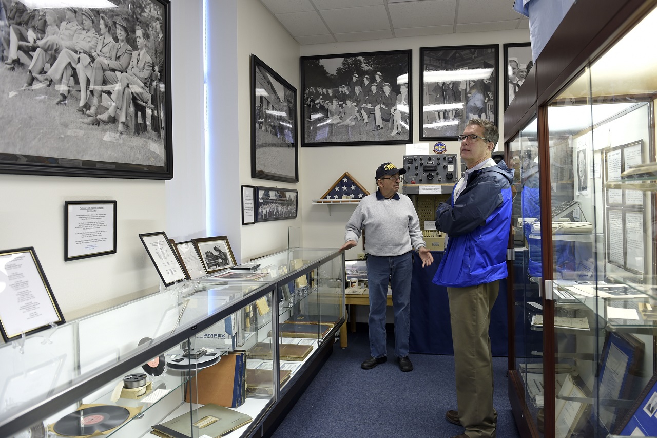 PENSACOLA, Fla. (Dec. 9, 2016) Retired Capt. James Hagy visits the cryptologic history display at Information Warfare Training Command Corry Station. Hagy retired from the Navy in 2014 after 40 years of service. U.S. Navy photo by Petty Officer 2nd Class Taylor L. Jackson/Released 