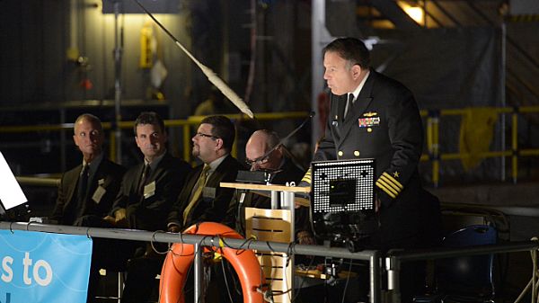 BETHESDA, Md. (Nov. 16, 2016) Capt. Mark Vandroff, commanding officer of Naval Sea Systems Command Carderock Division, gives a speech about the capabilities of the award winning Aqua Harmonic's wave powered single point generator during an innovation showcase in the Maneuvering and Seakeeping Basin in Carderock, Md. The Wave Energy Prize was an opportunity for people across the nation to create new and innovative ways to harvest wave energy and do it at an affordable cost to product ratio. U.S. Navy Photo by Petty Officer 2nd Class Heath Zeigler.