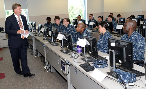 John Hickey, DISA’s cyber development executive, speaks to Cyber Protection Teams during their capstone course on Sept. 6. 