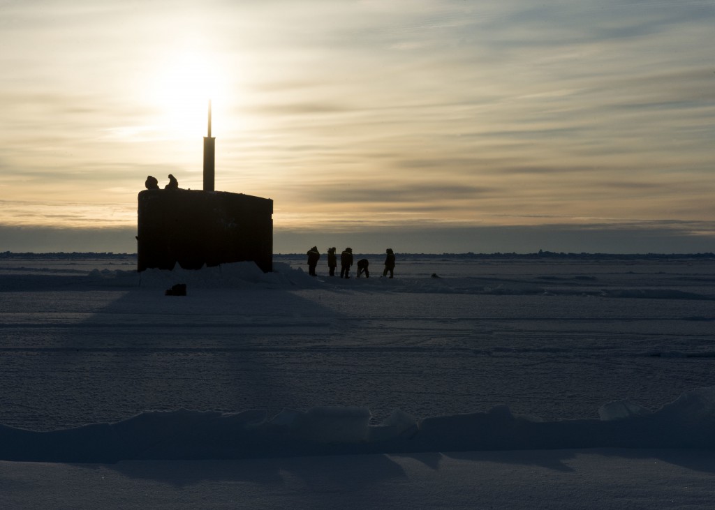 ARCTIC CIRCLE: USS Hampton (SSN 767) surfaces through the ice in the Arctic Circle during Ice Exercise (ICEX). U.S. Navy photo by Mass Communication Specialist 2nd Class Tyler Thompson 