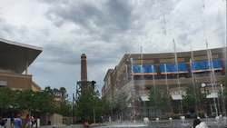 The fountains at the Kansas Legends Outlets in the Village West district in Kansas City, Kansas