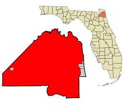 Location in Duval County and the state of Florida