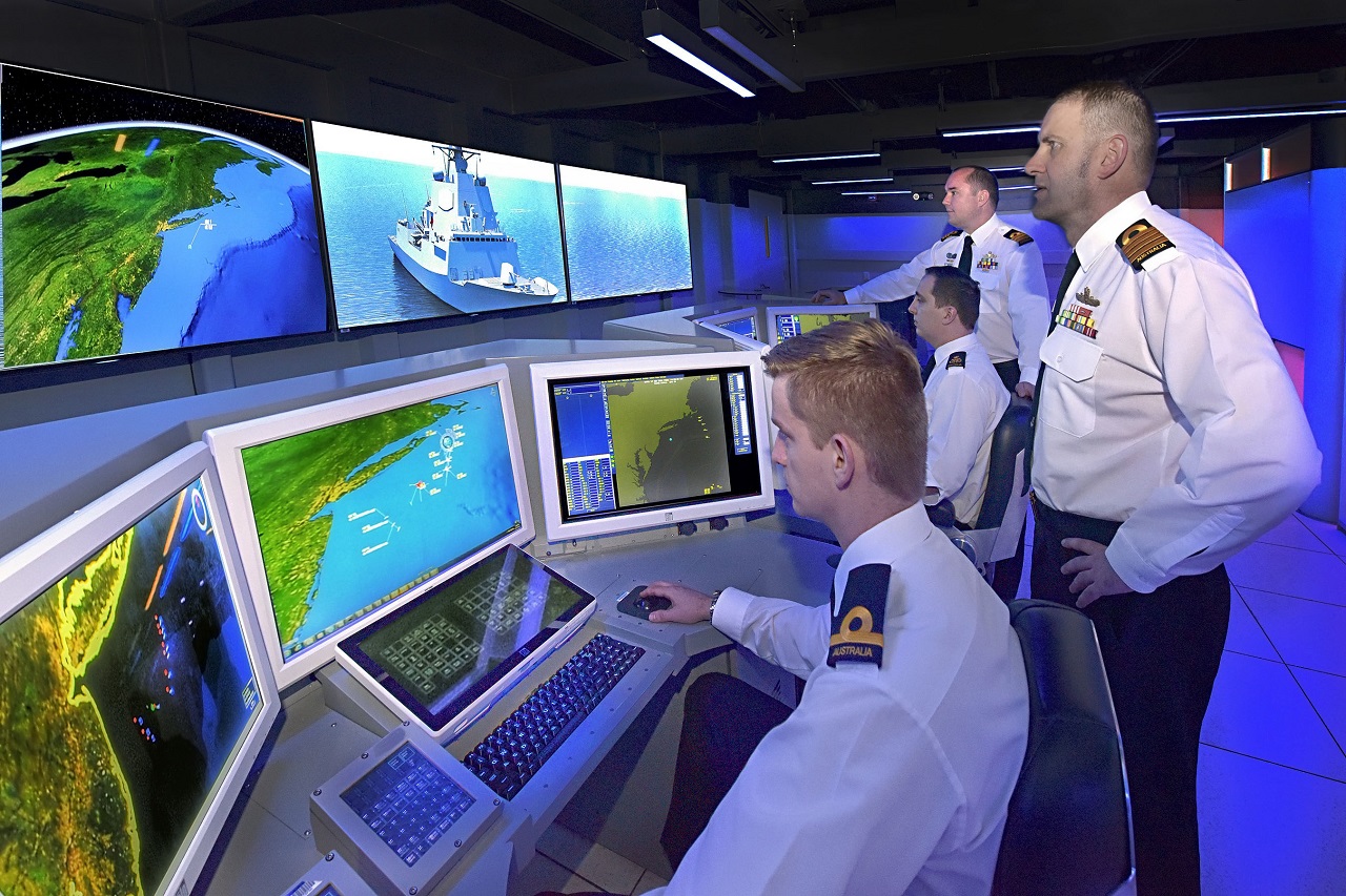 MOORESTOWN, N.J. (October 12, 2016) Royal Australia Navy (RAN) officers utilize the consoles at the Combat Systems Engineering Development Site (CSEDS) for Combat Systems Officer (CSO) and Prospective Commanding Officer (PCO) training.  U.S. Navy photo courtesy of Lockheed Martin/Released