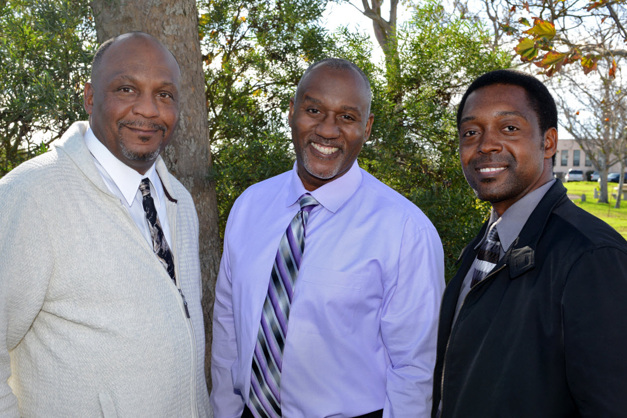 SSC Pacific recipients of the 2014 BEYA awards are (left to right) Michael Jackson, Athanison Monroe and Anthony Haile, Jr. Photo by Alan Antczak.