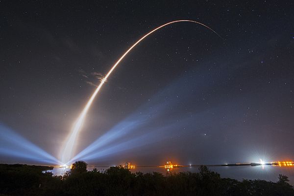 CAPE CANAVERAL AIR FORCE STATION, Fla., (Jan. 20, 2015) A United Launch Alliance (ULA) Atlas V rocket carrying the third Mobile User Objective System satellite for the U.S. Navy creates a light trail as it lifts off Tuesday, Jan. 20, 2015 from Space Launch Complex-41 at 8:04 p.m. EST. The MUOS-3 spacecraft will ensure continued mission capability of the existing Ultra High Frequency Satellite Communications system that will provide improved and assured mobile communications to the warfighter. U.S. Navy photo courtesy of United Launch Alliance.