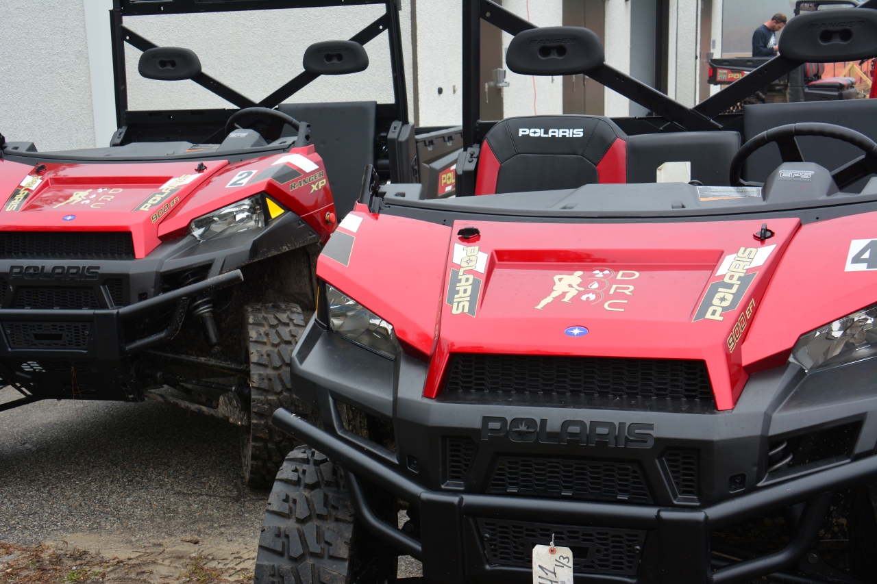 DARPA has signed a Cooperative Research and Development Agreement with American off-road vehicle manufacturer Polaris Industries’ to use its Limited Edition DARPA Polaris RANGER® XP 900 EPS and GEM electric vehicles for the robot driving part of the DRC Finals. The Polaris vehicles are shown here during a test event. DARPA photo  