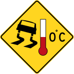 Warning sign about ice formation on Québec roads