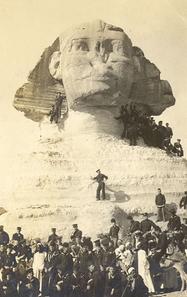 Sailors visit the Sphinx. Photo courtesy of NHHC.