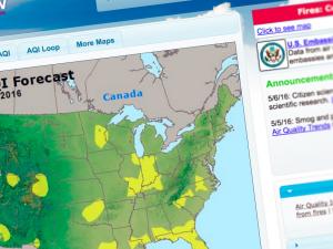 Screen capture from the AirNow website