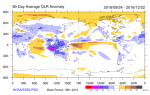 Latest 90 Day OLR Anomaly map