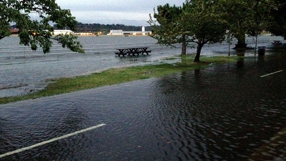 Coastal flooding as seen at Hains Point, Washington D.C. on September 26,2015.