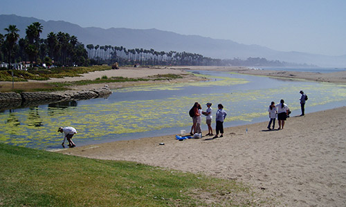 people doing water monitoring