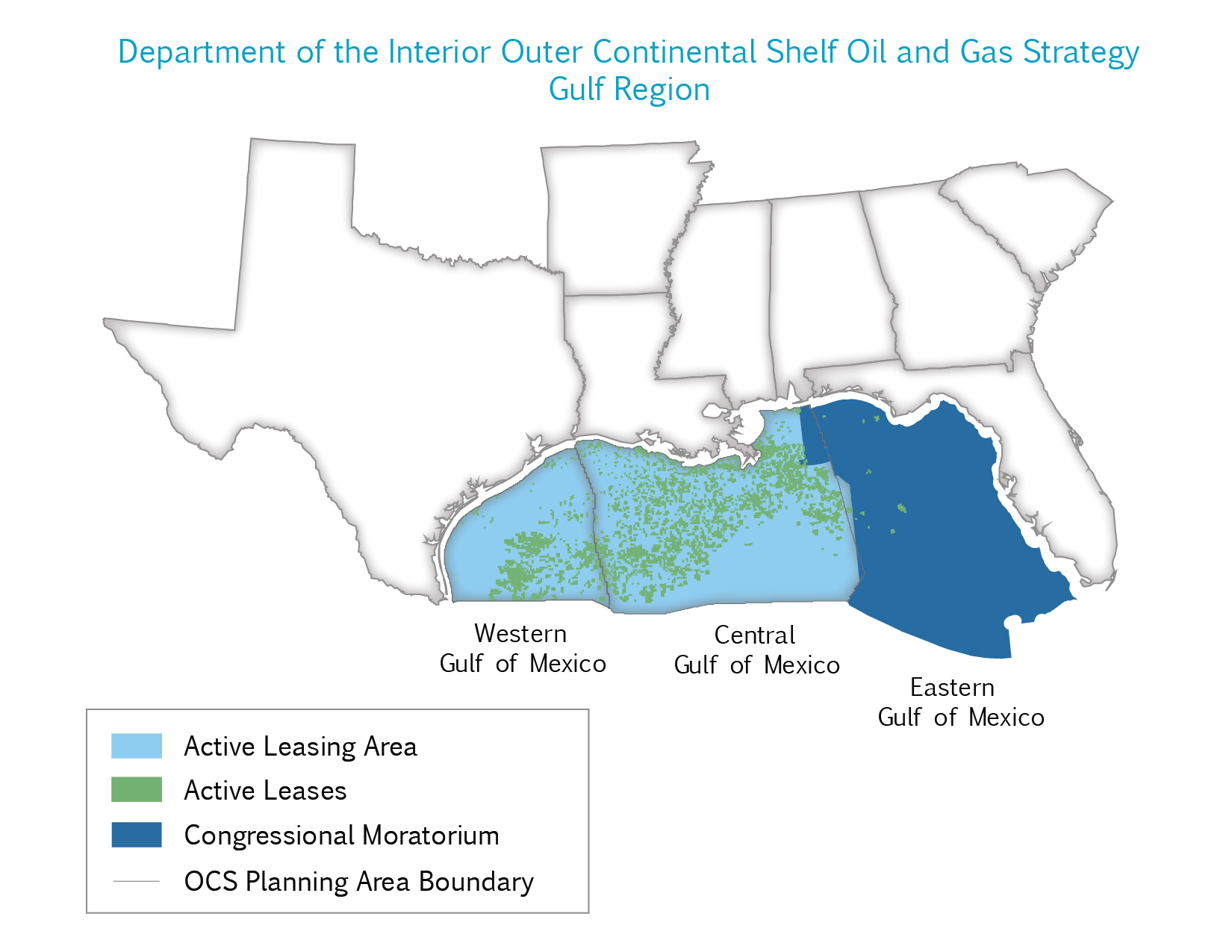 BSEE Gulf of Mexico Region with offshore gas and oil lease information.