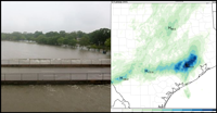 Image of flooding in Houston, TX and HRRRx model output