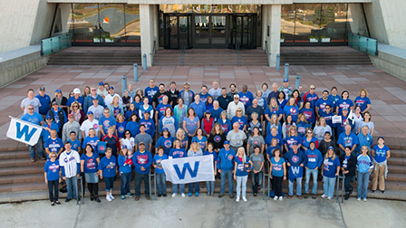 Fermilab celebrating the Cubs' World Series Championship