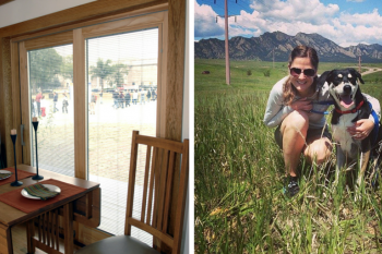 This Valentine's Day, I plan to cuddle with my dog (right) and add drapes to make my windows more energy efficient. | Left photo courtesy of Chris Gunn, National Renewable Energy Laboratory. Right photo courtesy of Paige and Rory Terlip.