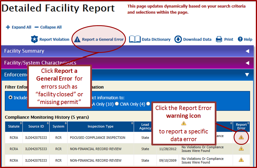 Step 2: Report a general or specific error with DFR