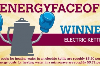 The electric kettle wins the final round of #EnergyFaceoff. | Graphic by Stacy Buchanan, National Renewable Energy Laboratory