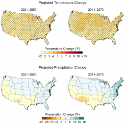 Figure 1.3: Projected Changes in Temperature and Precipitation by Mid-Century