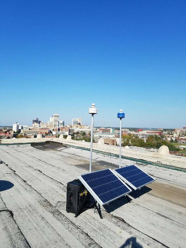 air sensors on top of building overlooking memphis