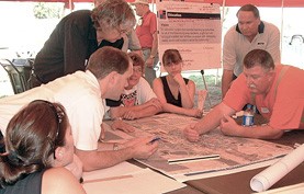 Emergency response personnel make plans in the aftermath of the tornado that devastated Greensburg, Kan., on May 4, 2007.